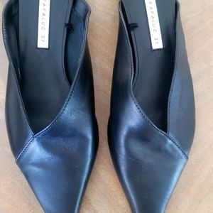 Zara Trafaluc Black Leather Mules